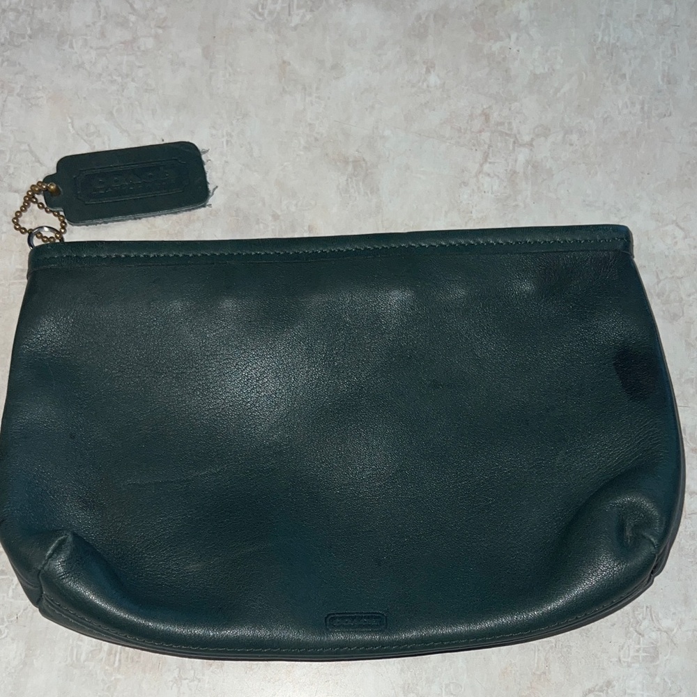 Coach Forest Green Leather Cosmetic Bag